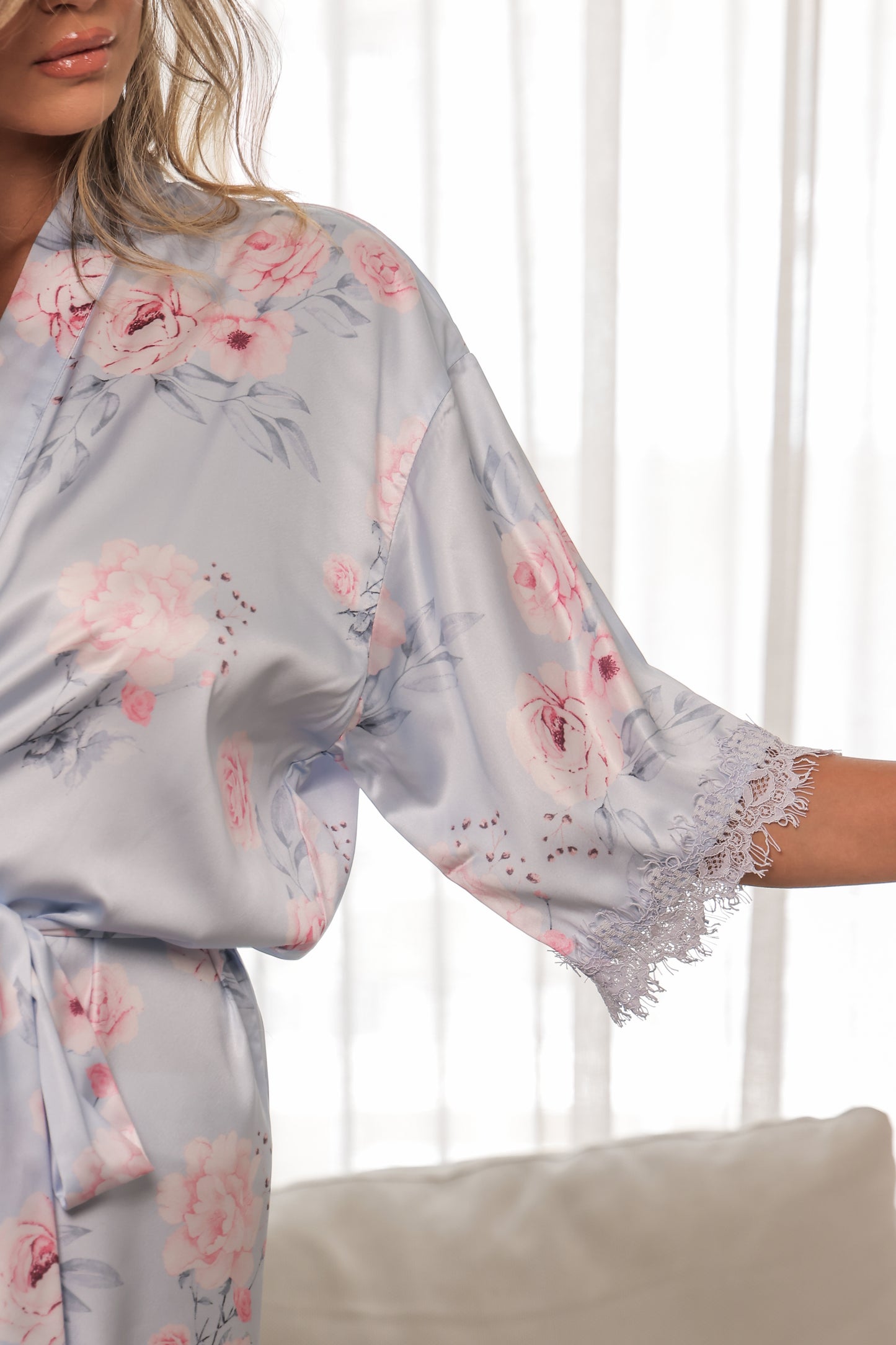 Rose Floral Satin Robe - Get Spliced