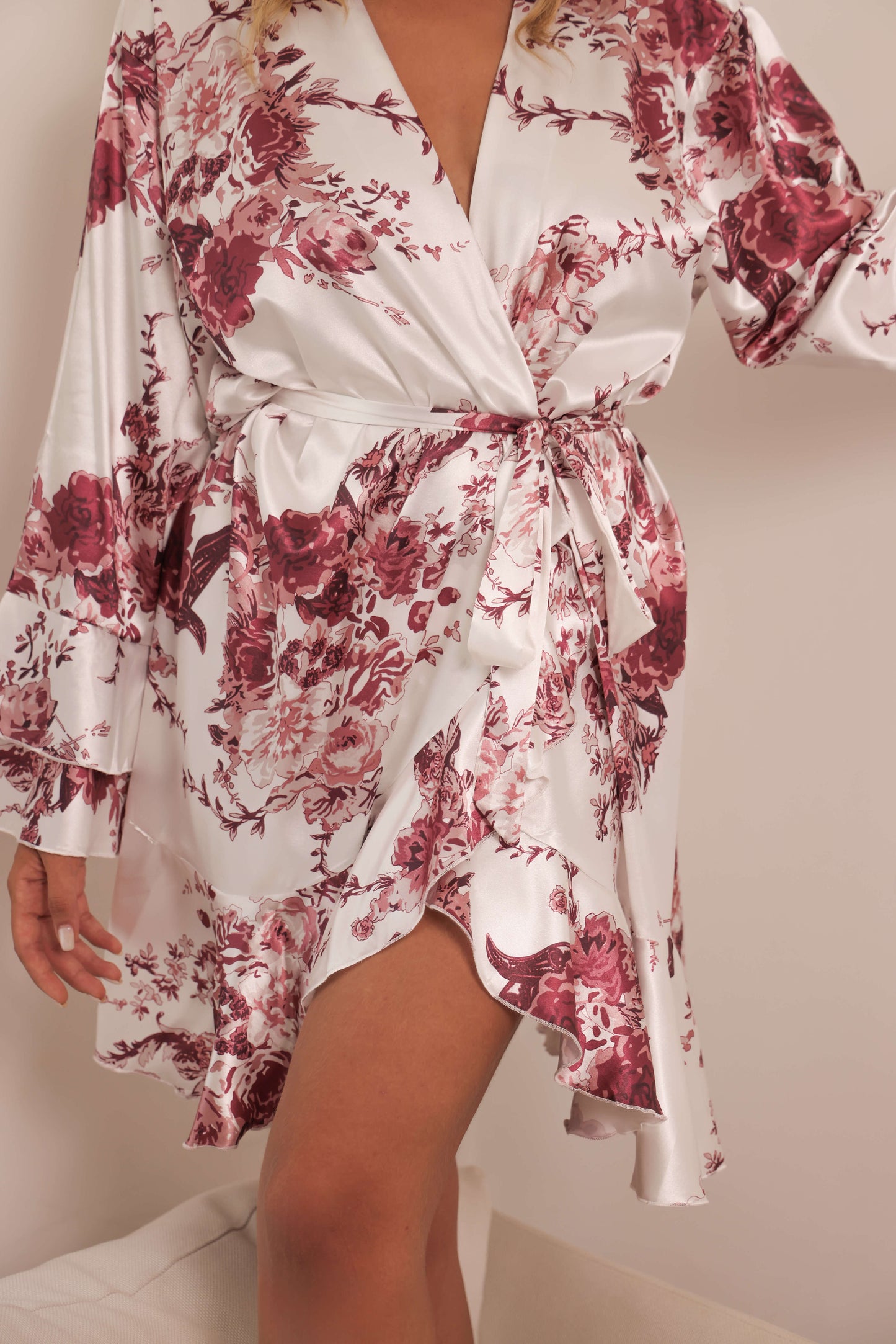 Floral Ruffle Hem Robe - Get Spliced