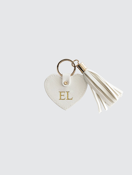 Love Heart Keyring - White