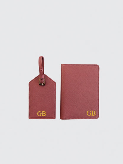 Passport Holder & Luggage Tag Bundle - Burgundy
