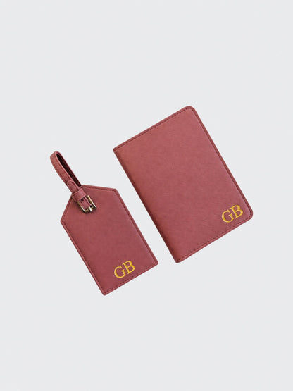Passport Holder & Luggage Tag Bundle - Burgundy