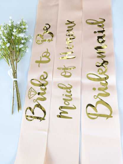 Bridal and Bridesmaid Customised Sashes for Hens Parties - Get Spliced