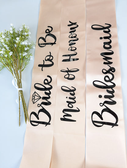 Bridal and Bridesmaid Customised Sashes for Hens Parties - Get Spliced