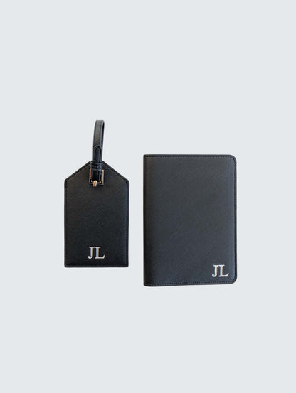 Passport Holder & Luggage Tag Bundle - Black