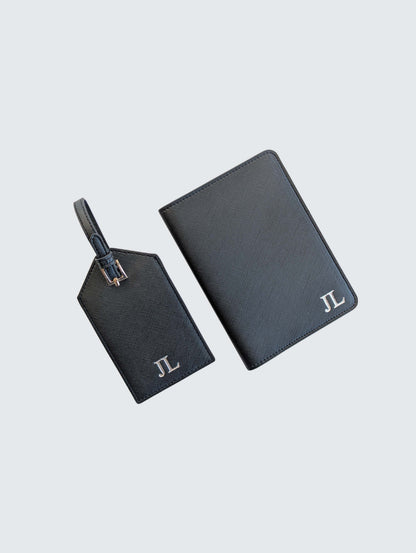 Passport Holder & Luggage Tag Bundle - Black