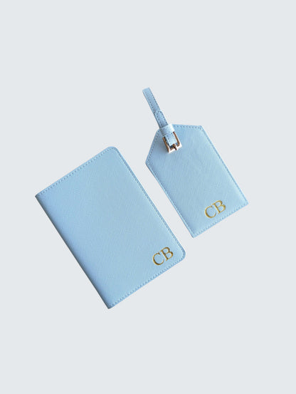 Passport Holder & Luggage Tag Bundle - Sky Blue