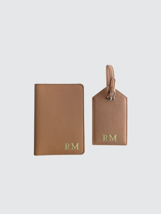Passport Holder & Luggage Tag Bundle - Brown
