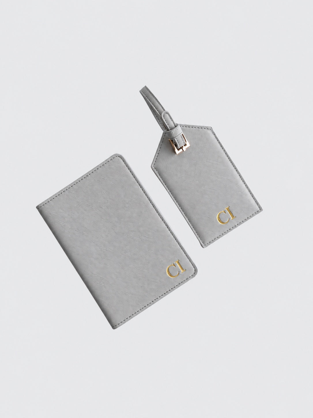 Passport Holder & Luggage Tag Bundle - Grey