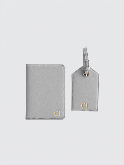 Passport Holder & Luggage Tag Bundle - Grey