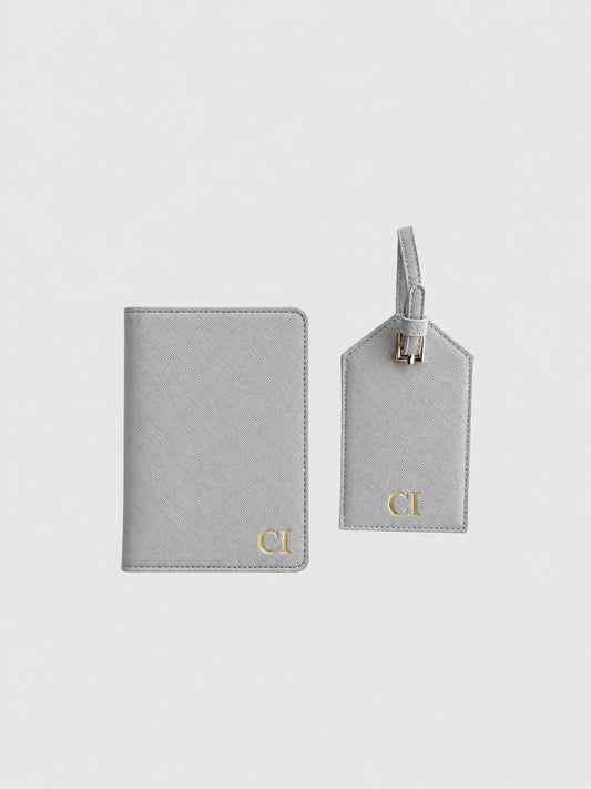 Passport Holder & Luggage Tag Bundle - Grey