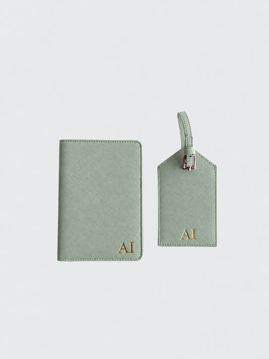 Passport Holder & Luggage Tag Bundle - Sage