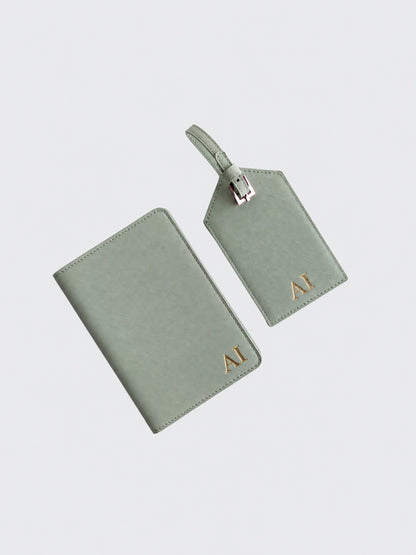 Passport Holder & Luggage Tag Bundle - Sage