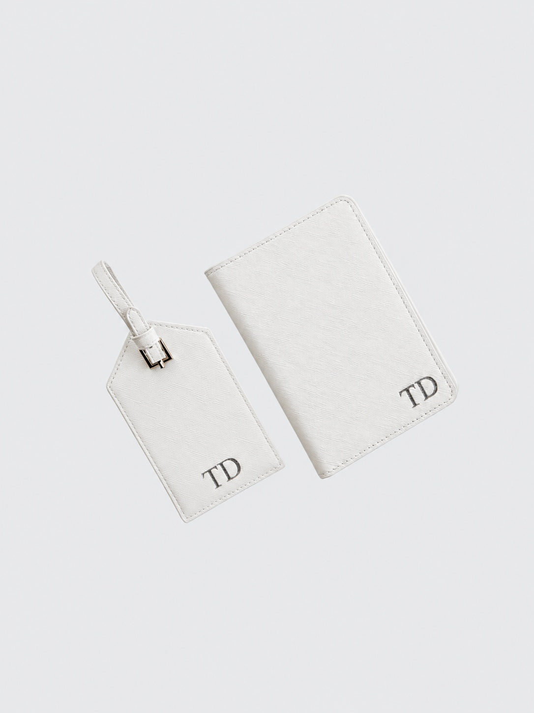 Passport Holder & Luggage Tag Bundle - White