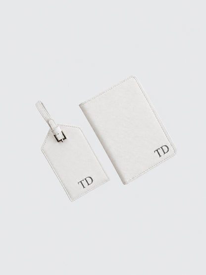Passport Holder & Luggage Tag Bundle - White