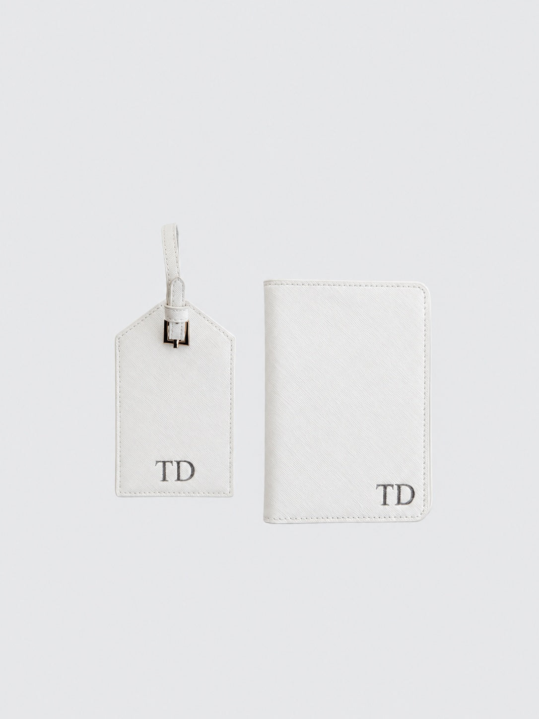 Passport Holder & Luggage Tag Bundle - White
