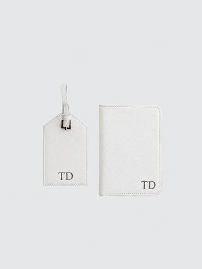 Passport Holder & Luggage Tag Bundle - White