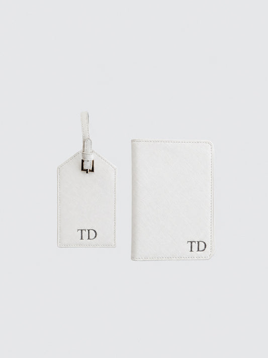Passport Holder & Luggage Tag Bundle - White
