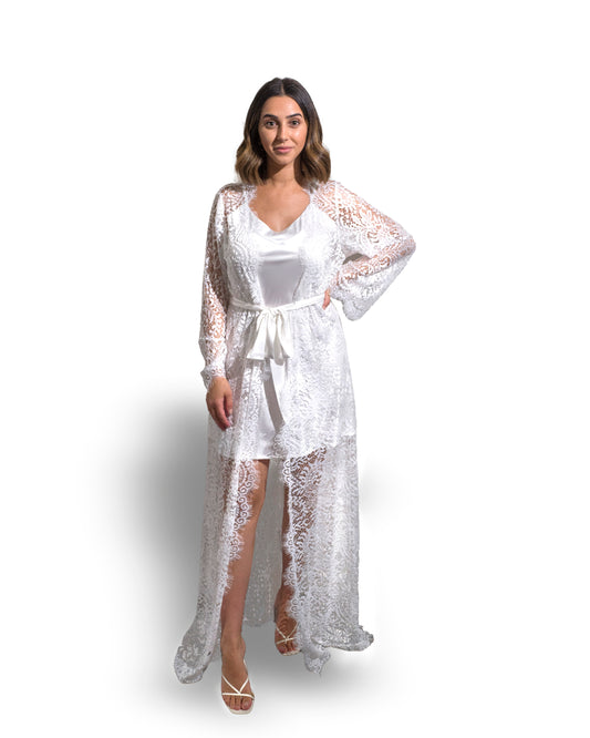 Bridal Long Robes - Selena Long Lace with Slip Dress