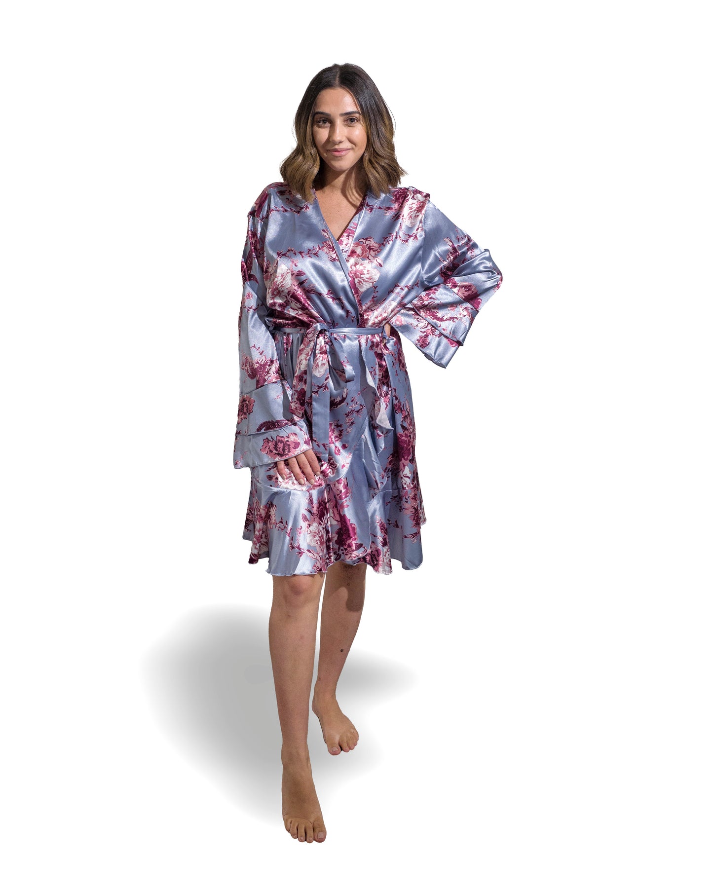 Floral Ruffle Hem Robe