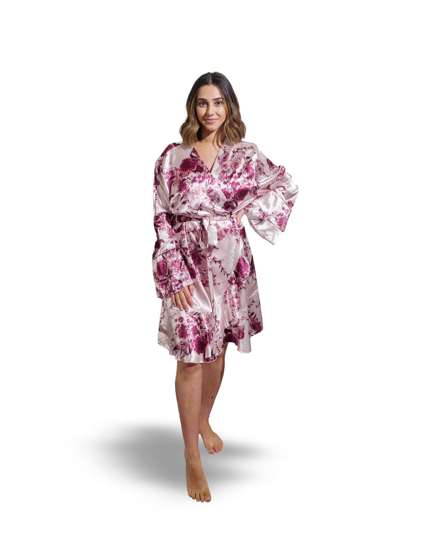 Floral Ruffle Hem Robe