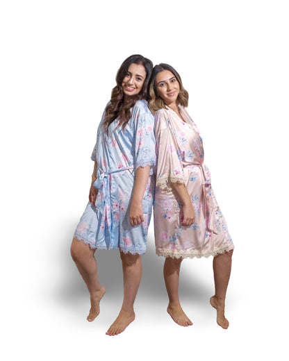 Rose Floral Satin Robe