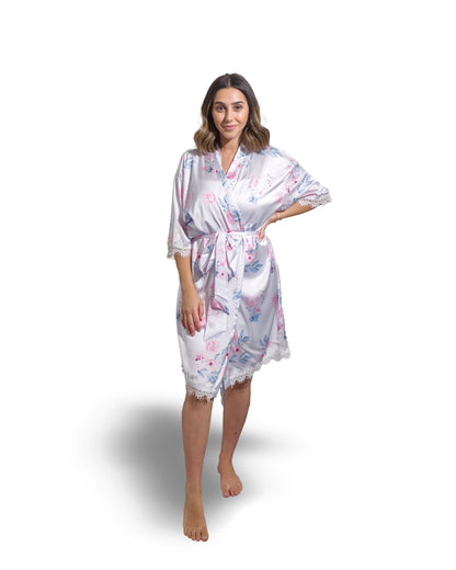 Rose Floral Satin Robe